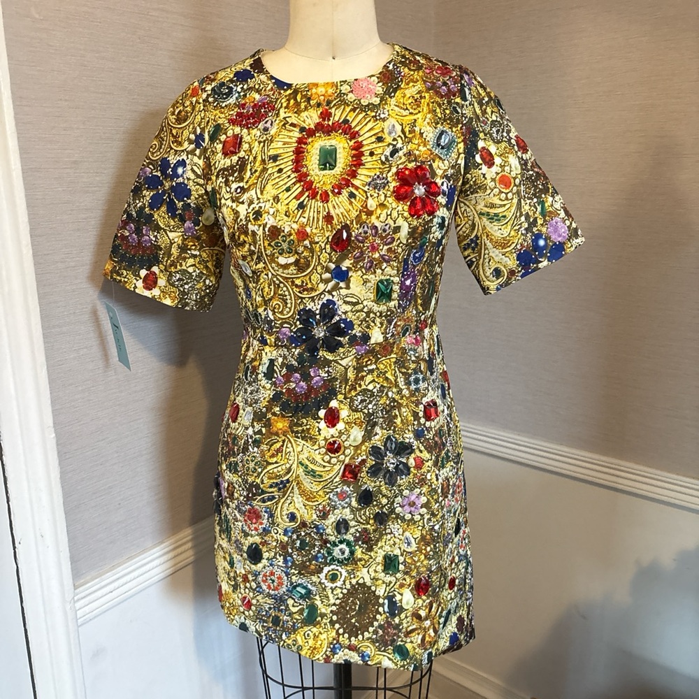 Gold Jeweled Mini Dress - Unbranded